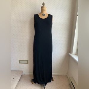 Vintage Double D Ranch Wear Slinky Black Sleeveless Maxi Dress sz L TP1